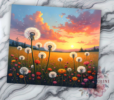 Dandelion Wildflower 20oz Tumbler, Floral Design Tumbler, 20oz Wrap, Sublimation Tumbler, Nature Inspired Gift, Wildflower Tumbler, Botanical Tumbler Design Sublimation Li Zamperini 