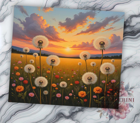 Dandelion Wildflower 20oz Tumbler, Floral Design Tumbler, 20oz Wrap, Sublimation Tumbler, Nature Inspired Gift, Wildflower Tumbler, Botanical Tumbler Design Sublimation Li Zamperini 