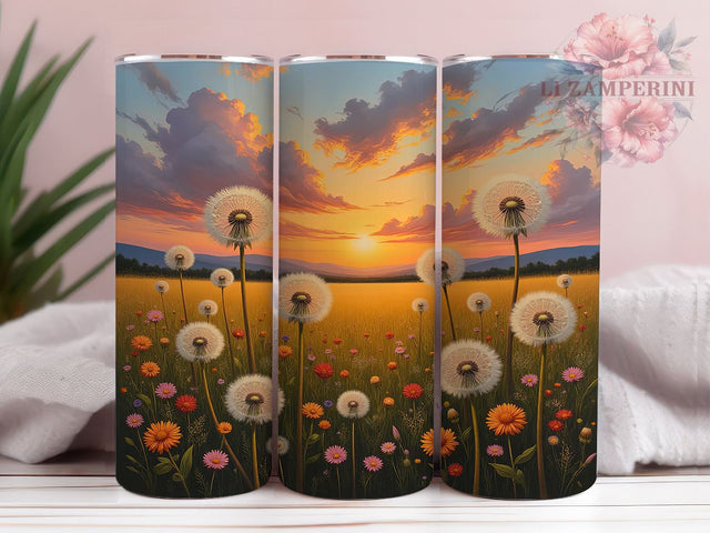 Dandelion Wildflower 20oz Tumbler, Floral Design Tumbler, 20oz Wrap, Sublimation Tumbler, Nature Inspired Gift, Wildflower Tumbler, Botanical Tumbler Design Sublimation Li Zamperini 