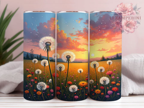 Dandelion Wildflower 20oz Tumbler, Floral Design Tumbler, 20oz Wrap, Sublimation Tumbler, Nature Inspired Gift, Wildflower Tumbler, Botanical Tumbler Design Sublimation Li Zamperini 
