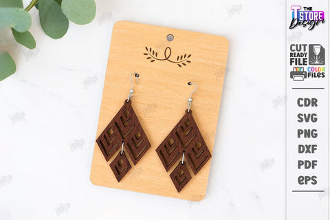 Dangle Earrings Laser Cut Bundle | Geometric Earrings | Pendant Earrings | Jewelry | Accessories | Boho Design | Geometric Jewelry | Modern Hanging Earrings | CNC Files SVG The T Store Design 