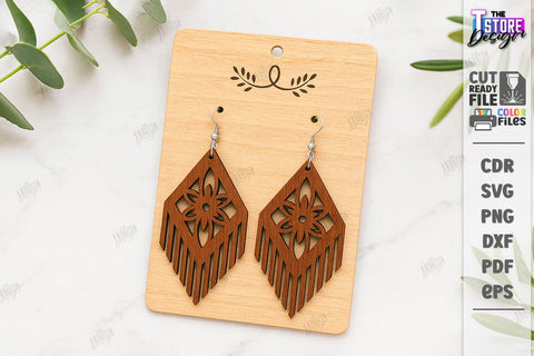 Dangle Earrings Laser Cut Bundle | Geometric Earrings | Pendant Earrings | Jewelry | Accessories | Boho Design | Geometric Jewelry | Modern Hanging Earrings | CNC Files SVG The T Store Design 