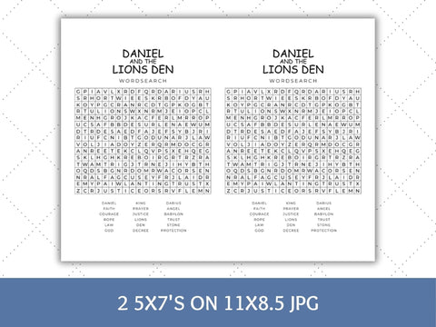 Daniel and the Lions Den Wordsearch | Fun Activity SVG Paige Cole Studio 