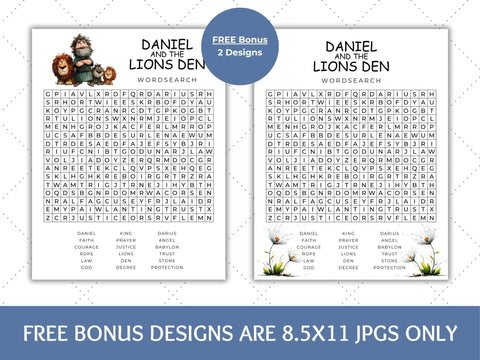 Daniel and the Lions Den Wordsearch | Fun Activity SVG Paige Cole Studio 