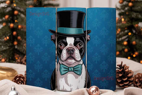 Dapper Boston Terrier 20oz Tumbler Wrap Sublimation DesignSVG 