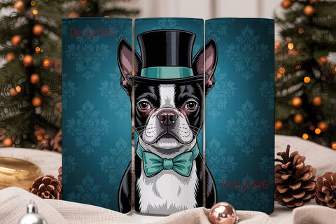 Dapper Boston Terrier 20oz Tumbler Wrap Sublimation DesignSVG 