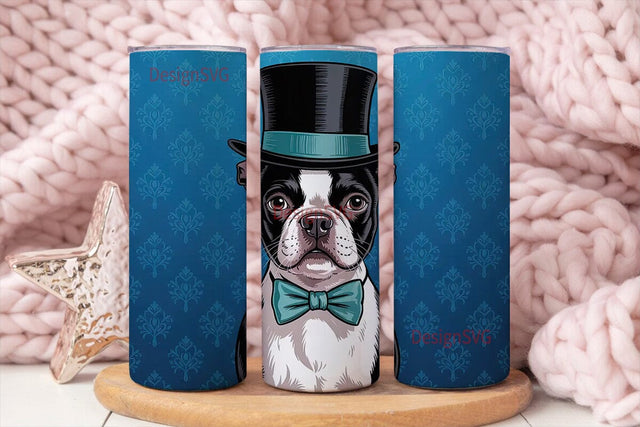 Dapper Boston Terrier 20oz Tumbler Wrap Sublimation DesignSVG 