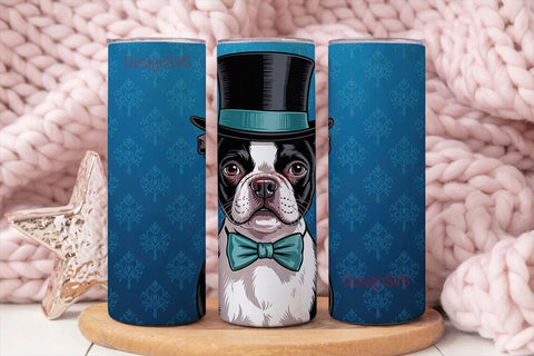Dapper Boston Terrier 20oz Tumbler Wrap Sublimation DesignSVG 