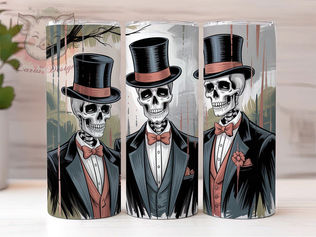 Dapper Skeleton Suit Portrait Tumbler, Skeleton Portrait Wrap, Dapper Skeleton Cup, 20oz Sublimation Design, Gothic Formal Tumbler, Spooky Suit Gift, Elegant Skeleton Tumbler Sublimation Lara' s Designs 