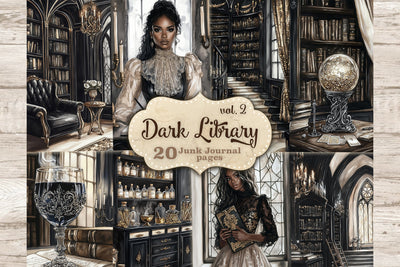 Dark Academia Junk Journal | Gothic Library Haunted Mansion SVG GlamArtZhanna 