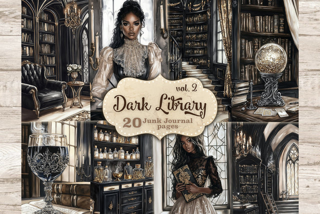 Dark Academia Junk Journal | Gothic Library Haunted Mansion SVG GlamArtZhanna 