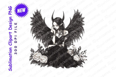 Dark Angel Gothic Girl In Black Dress Sublimation Regulrcrative 