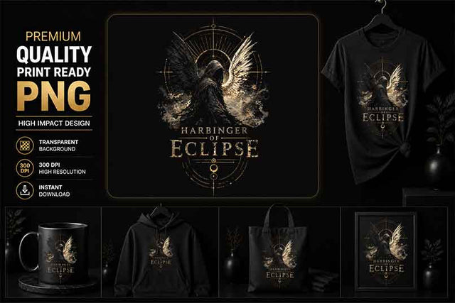 Dark Angel PNG | Gothic Eclipse Sublimation Design SVG BillahCrafts 