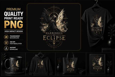 Dark Angel PNG | Gothic Eclipse Sublimation Design SVG BillahCrafts 