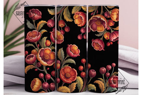 Dark Autumn Floral 20oz Tumbler Wrap Sublimation sassyprint 