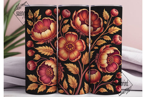 Dark Autumn Floral 20oz Tumbler Wrap Sublimation sassyprint 