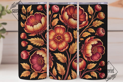 Dark Autumn Floral 20oz Tumbler Wrap Sublimation sassyprint 