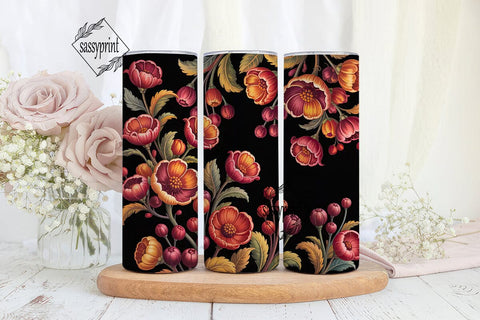 Dark Autumn Floral 20oz Tumbler Wrap Sublimation sassyprint 