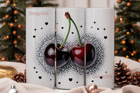Dark Cherry Glitter 20oz Tumbler Wrap Sublimation DesignSVG 