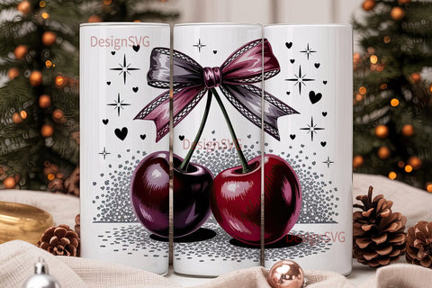 Dark Cherry Glitter 20oz Tumbler Wrap Sublimation DesignSVG 