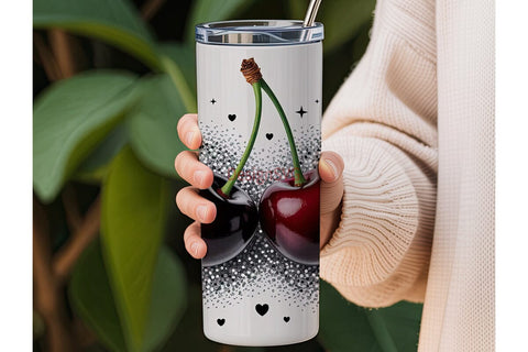 Dark Cherry Glitter 20oz Tumbler Wrap Sublimation DesignSVG 