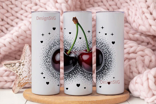 Dark Cherry Glitter 20oz Tumbler Wrap Sublimation DesignSVG 