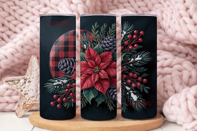 Dark Christmas Floral 20oz Tumbler Wrap Sublimation DesignSVG 