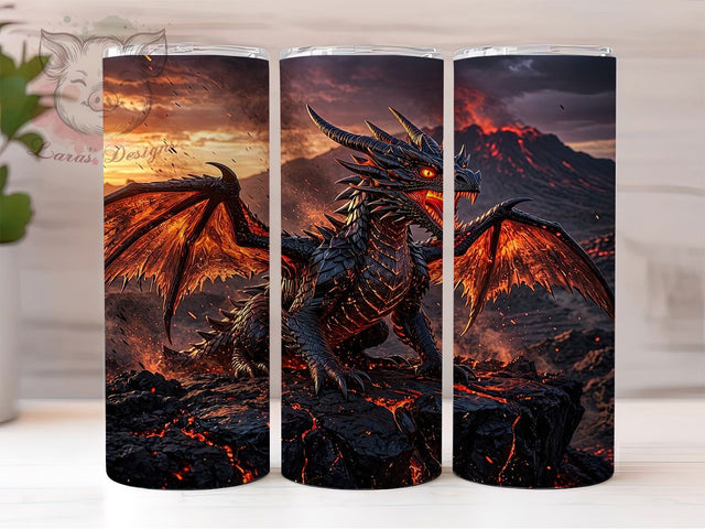 Dark Dragon 20oz Tumbler, Dark Dragon, Fantasy Design, Mythical Creature, Mystical Vibes, Dark Aesthetic, 20oz Wrap, Sublimation Tumbler Sublimation Lara' s Designs 