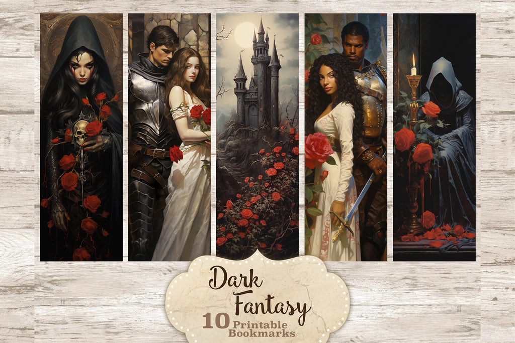 Dark Fantasy Bookmarks Printable | Medieval Printable - So Fontsy