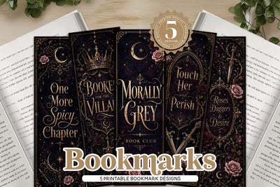 Dark Fantasy BookTok Bookmark Set of 5 Sublimation BijouBay 