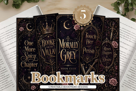 Dark Fantasy BookTok Bookmark Set of 5 Sublimation BijouBay 