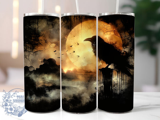 Dark Fantasy Crow Tumbler Wrap, Gothic Raven Mug, Mysterious Bird Cup, Haunted Forest Wrap, Mystic Noir Design, Witchy Aesthetic Gift, Sublimation Tumbler Wrap Sublimation ToriDesigns 