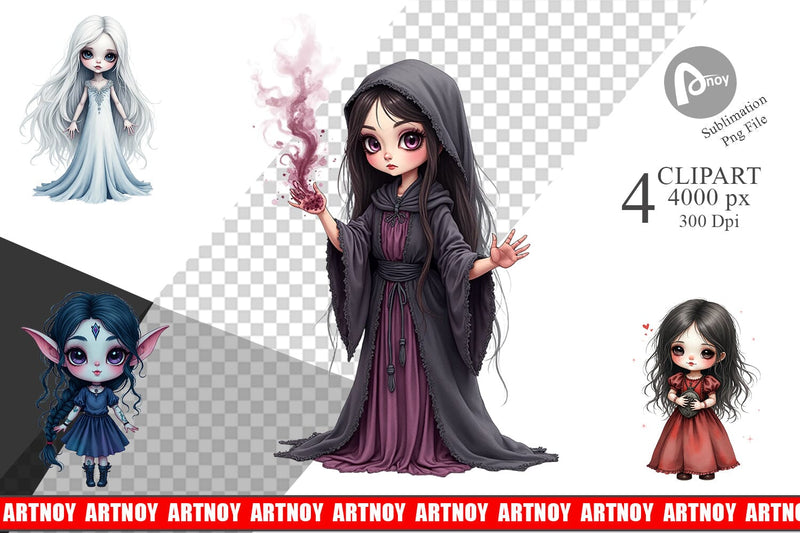 Dark Fantasy Dolls Clipart Sublimation artnoy 