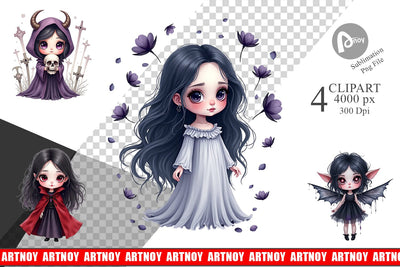 Dark Fantasy Dolls Clipart Sublimation artnoy 