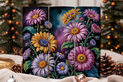 Dark Floral 20oz Tumbler Wrap Sublimation DesignSVG 