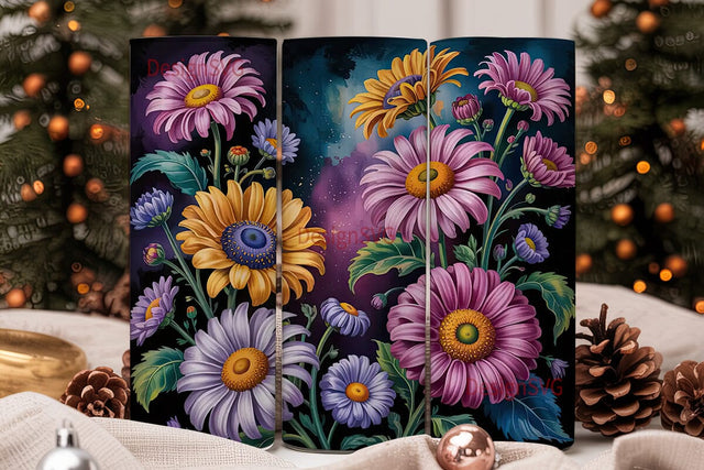 Dark Floral 20oz Tumbler Wrap Sublimation DesignSVG 