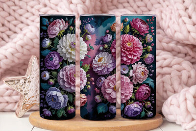 Dark Floral 20oz Tumbler Wrap Sublimation DesignSVG 