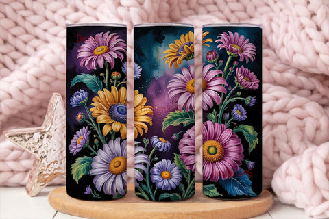Dark Floral 20oz Tumbler Wrap Sublimation DesignSVG 