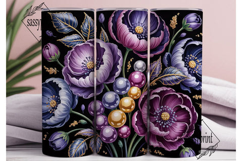 Dark Floral 20oz Tumbler Wrap Sublimation sassyprint 