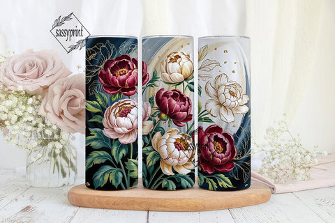 Dark Floral 20oz Tumbler Wrap Sublimation sassyprint 