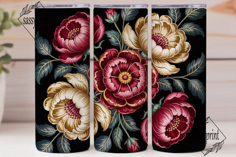Dark Floral 20oz Tumbler Wrap Sublimation sassyprint 