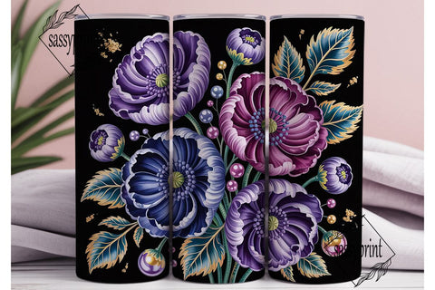 Dark Floral 20oz Tumbler Wrap Sublimation sassyprint 