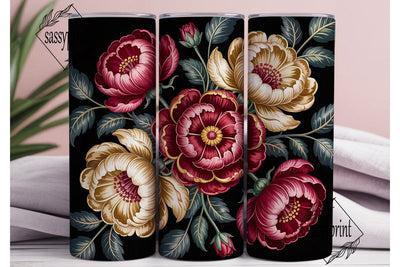 Dark Floral 20oz Tumbler Wrap Sublimation sassyprint 