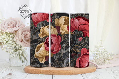 Dark Floral 20oz Tumbler Wrap Sublimation sassyprint 