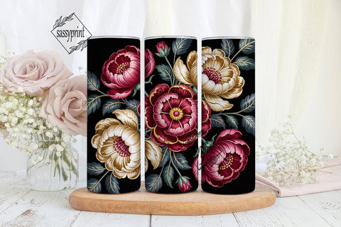 Dark Floral 20oz Tumbler Wrap Sublimation sassyprint 