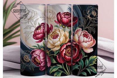 Dark Floral 20oz Tumbler Wrap Sublimation sassyprint 