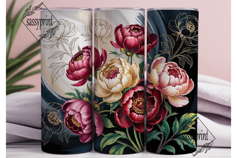 Dark Floral 20oz Tumbler Wrap Sublimation sassyprint 