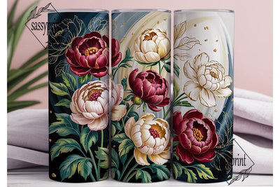 Dark Floral 20oz Tumbler Wrap Sublimation sassyprint 