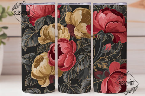 Dark Floral 20oz Tumbler Wrap Sublimation sassyprint 