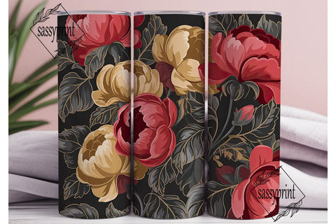 Dark Floral 20oz Tumbler Wrap Sublimation sassyprint 